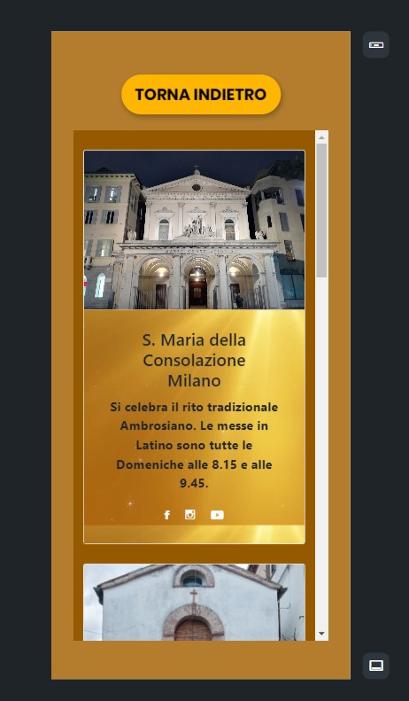 Screenshot della app che Costanza pubblichera'. Si vede la chiesa di Santa Maria della Consolazione